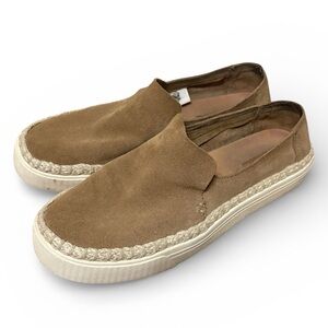 TOMS Tan Suede Espadrille Cupsole Slip-Ons Size 8.5